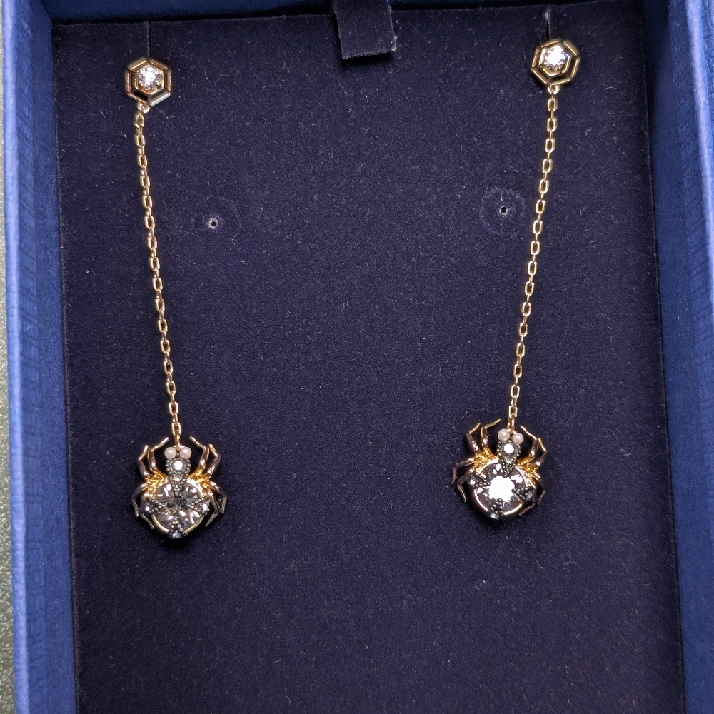 Swarovski Crystal Dangle Spider Earrings